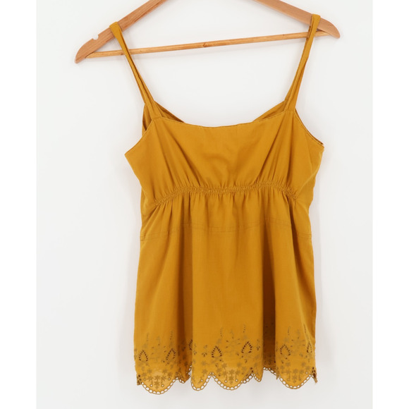 J.Crew Mustard Yellow Cami Top Boho Fairy Eyelet Cotton Summer Beachy Y2K Size 0 - Picture 4 of 8